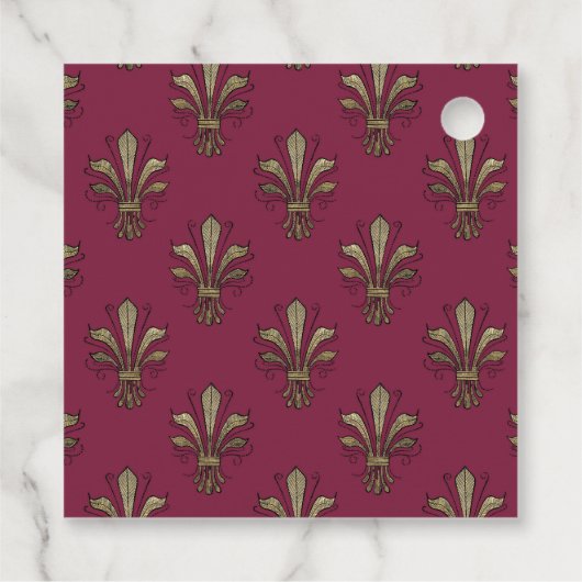 Burgundy en Gold Paris Gemstone Monogram Bedankjes Labels (Achterkant)
