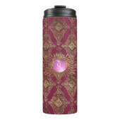 Burgundy en Gold Paris Gemstone Monogram Thermosbeker (Voorkant)