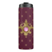 Burgundy en Gold Paris Gemstone Monogram Thermosbeker (Voorkant)
