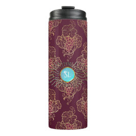 Burgundy en Gold Paris Wine Gemstone Monogram Thermosbeker