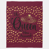Burgundy en Gold Queen Tiara Throw Fleece Deken (Voorkant)
