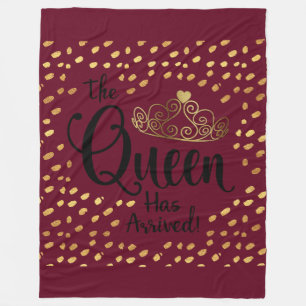 Burgundy en Gold Queen Tiara Throw Fleece Deken