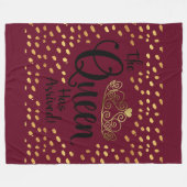 Burgundy en Gold Queen Tiara Throw Fleece Deken (Voorkant (Horizontaal))
