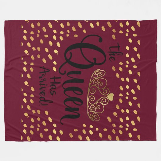 Burgundy en Gold Queen Tiara Throw Fleece Deken (Voorkant (Horizontaal))
