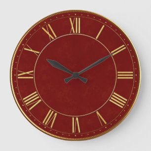Burgundy en Gold  Roman Numeral Grote Klok