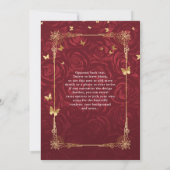 Burgundy en Gold Roos Elegant Quinceanera Kaart (Achterkant)