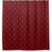 Burgundy en Gold Star Shower Curtain Douchegordijn (Voorkant)