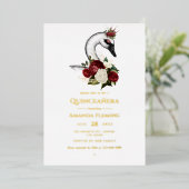 Burgundy en Gold Swan Quinceañera Folie Uitnodigin Folie Uitnodiging (Staand Voorkant)