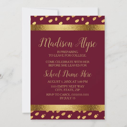 Burgundy en Gold Trunk Party Invitation Kaart (Voorkant)