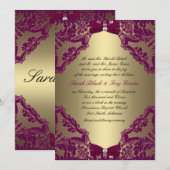 Burgundy en Gold Wedding Invitation Kaart (Voorkant / Achterkant)