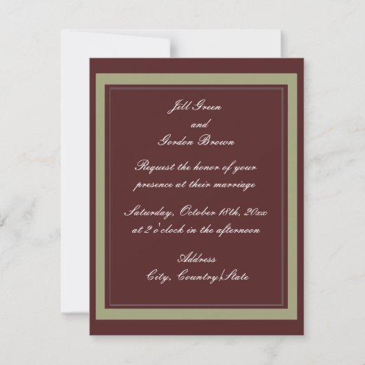 Burgundy en Gold Wedding Invitation Kaart (Voorkant)