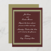 Burgundy en Gold Wedding Invitation Kaart (Voorkant / Achterkant)