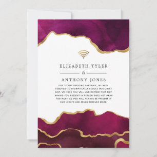 Burgundy en Goud Agate Beperkte Trouwgastenlijst Aankondiging