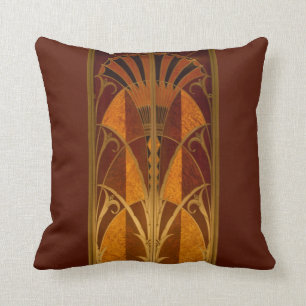 Burgundy en goud Art Deco Kussen