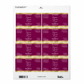 Burgundy en Goud Cosmetica Druppelfles Etiket (Full Sheet)