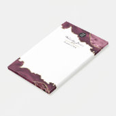 Burgundy en goud geode agaat edelsteen post- post-it® notes (Schuin)