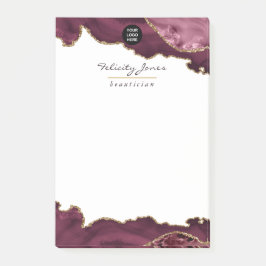 Burgundy en goud geode agaat edelsteen post- post-it® notes