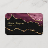 Burgundy en goud geode agaatsteen QR-code Visitekaartje (Voorkant)