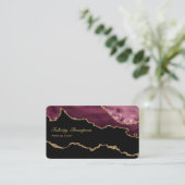 Burgundy en goud geode agaatsteen QR-code Visitekaartje (Staand voorkant)