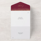 Burgundy En Goud Glitter Script Trouwdag All In One Uitnodiging (Buitenkant)