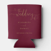 Burgundy En Goud Hart Script Bruiloft Blikjeskoeler (Achterkant)