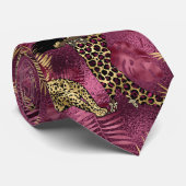 Burgundy en Goud Luipaard Serie Design 10 Stropdas (Opgerold)