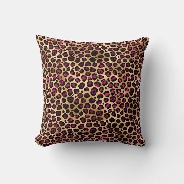 Burgundy en Goud Luipaard Serie Design 2 Kussen (Voorkant)