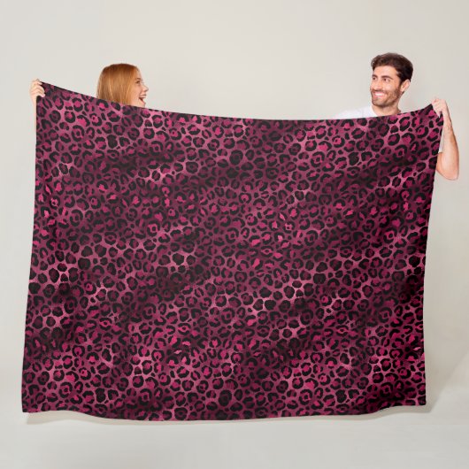 Burgundy en Goud Luipaard Serie Design 9 Fleece Deken (In situ)