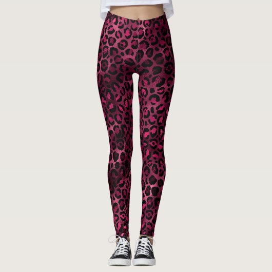 Burgundy en Goud Luipaard Serie Design 9 Leggings (Voorkant)