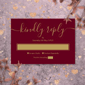 Burgundy en goud moderne minimalistische elegante  RSVP kaartje