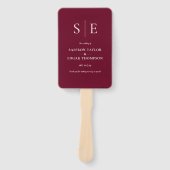 Burgundy En Goud Monogram Huwelijksprogramma Handwaaier (Voorkant)