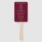 Burgundy En Goud Monogram Huwelijksprogramma Handwaaier (Achterkant)