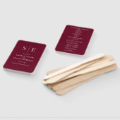 Burgundy En Goud Monogram Huwelijksprogramma Handwaaier (Niet-gemonteerd)