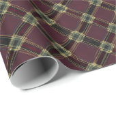Burgundy en Goud Plaid – Festive Rustic Cadeaupapier (Rol Hoek)