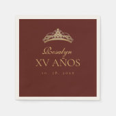 Burgundy en Goud Quinceanera Servet (Voorkant)