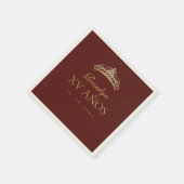 Burgundy en Goud Quinceanera Servet (Hoek)