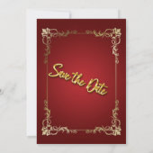 Burgundy en Gouden 3D-teksteffect Bewaar de datum Kaart (Achterkant)