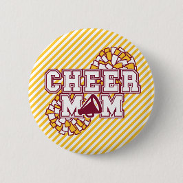 Burgundy en gouden cheer-moeder  ronde button 5,7 cm