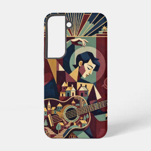 Burgundy en gouden cubistische gitaarspeler samsung galaxy hoesje