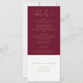 Burgundy En Gouden Hart Script All In One Trouwfee Kaart (Achterkant)