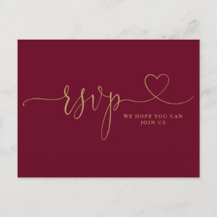 Burgundy En Gouden Hart Script Song Request RSVP  Uitnodiging Briefkaart