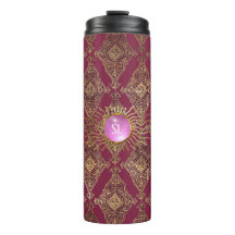 Burgundy en gouden Parijse edelsteenmonogram