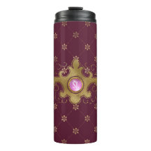 Burgundy en gouden Paris edelsteenmonogram