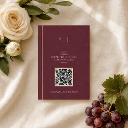 Burgundy en Gouden Trouwwebsite QR-code Details Informatiekaartje