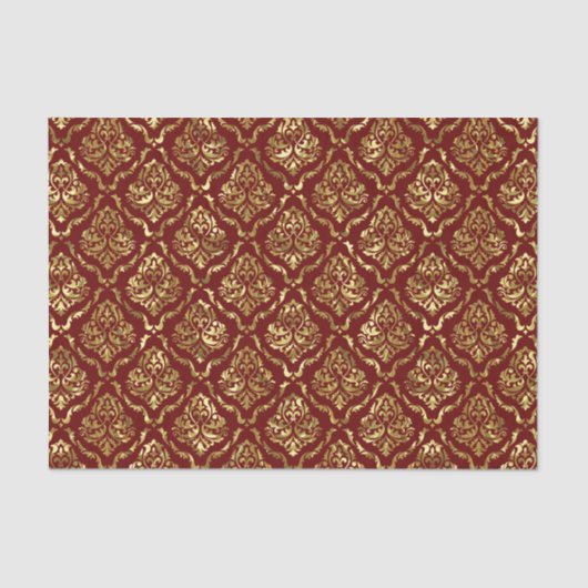 Burgundy- en goudflorale demaspatroon tissuepapier (Voorkant)