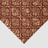 Burgundy- en goudflorale demaspatroon tissuepapier (Detail)