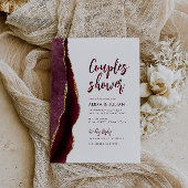 burgundy en goudparen douchen uitnodiging