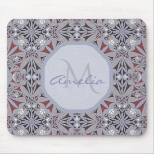 Burgundy en Gray Elegant Pattern gepersonaliseerd Muismat