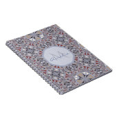 Burgundy en Gray Elegant Pattern gepersonaliseerd Notitieboek (Rechterzijde)