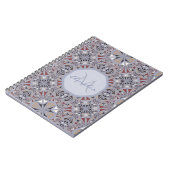 Burgundy en Gray Elegant Pattern gepersonaliseerd Notitieboek (Linkerzijde)